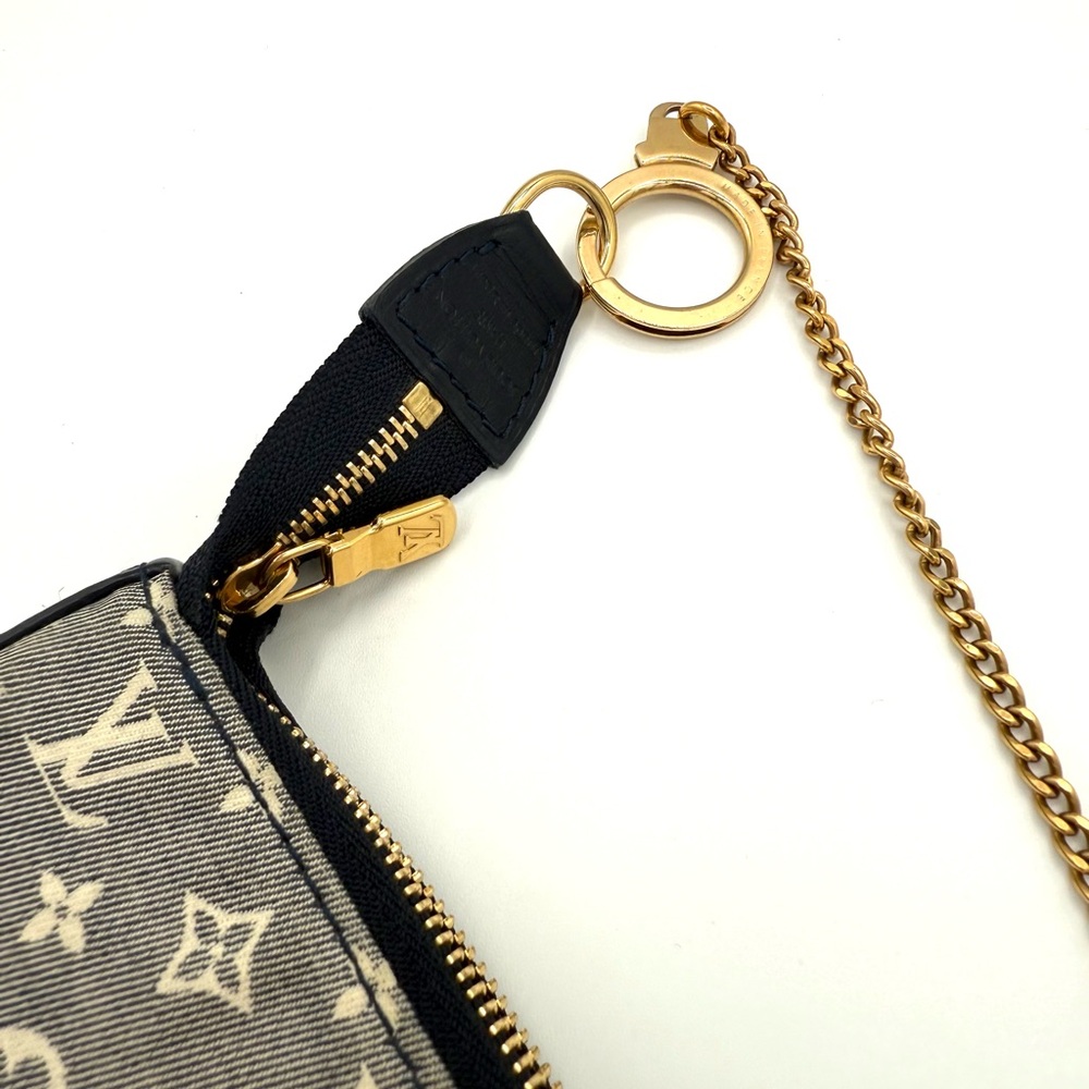 Louis Vuitton Denim Navy Blue and Gold Monogram Canvas Pochette Bag - Picture 8 of 12
